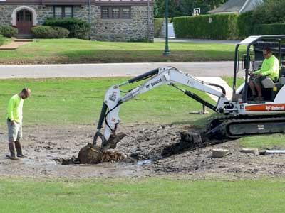 A water pollution-trapping project on the Village Green in East Hampton is being modified after it was found to have been improperly designed for the soil condition there. A water pollution-trapping project on the Village Green in East Hampton is being modified after it was found to have been improperly designed for the soil condition there.