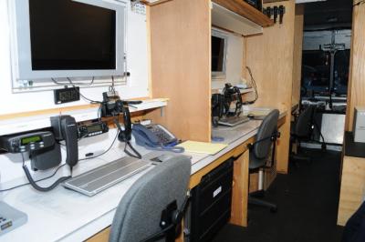 The interior of the East Hampton Village Police Department's emergency communications van The interior of the East Hampton Village Police Department's emergency communications van