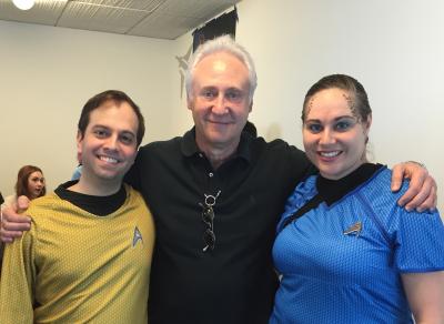 The writer, pictured at right dressed as a "trill" from Star Trek, and her boyfriend, Michael Gutman, left, paid $60 for a signed portrait and photograph with Brent Spiner, center, the actor who played "Lieutenant Commander Data" on Star Trek: The Next Generation. The writer, pictured at right dressed as a "trill" from Star Trek, and her boyfriend, Michael Gutman, left, paid $60 for a signed portrait and photograph with Brent Spiner, center, the actor who played "Lieutenant Commander Data" on Star Trek: The Next Generation.