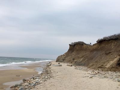 Erosion has carved into the trail in Rheinstein Park, just west of Ditch Plain and has caused significant damage to the bluff trail at Shadmoor, just west of that. Erosion has carved into the trail in Rheinstein Park, just west of Ditch Plain and has caused significant damage to the bluff trail at Shadmoor, just west of that.