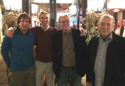 Rick Drew, Tyler Armstrong, Francis Bock, and Bill Taylor on Tuesday night as they learned that they had won terms as East Hampton Town trustees.