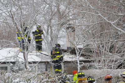 Firefighters took to the roof to cut a hole to vent a fire that broke out on Egypt Lane on Monday afternoon. Firefighters took to the roof to cut a hole to vent a fire that broke out on Egypt Lane on Monday afternoon.