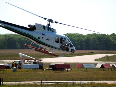 A helicopter at East Hampton Airport A helicopter at East Hampton Airport