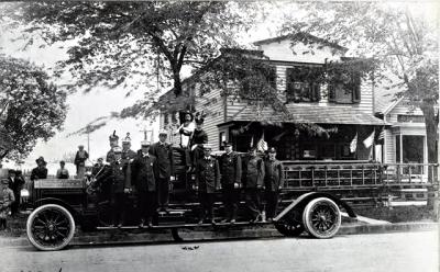The Southampton Fire Department’s antique hook and ladder truck as seen in a 1913 photo.