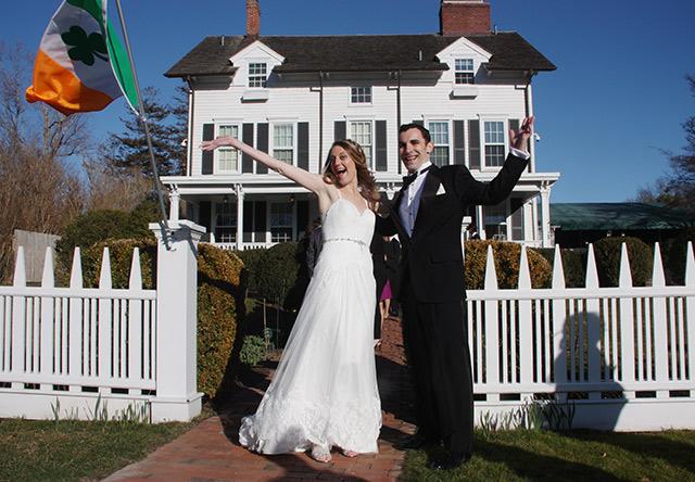 Tara and Kevin O’Brien, newlyweds, posed for photos after their wedding ceremony at the Hedges Inn.