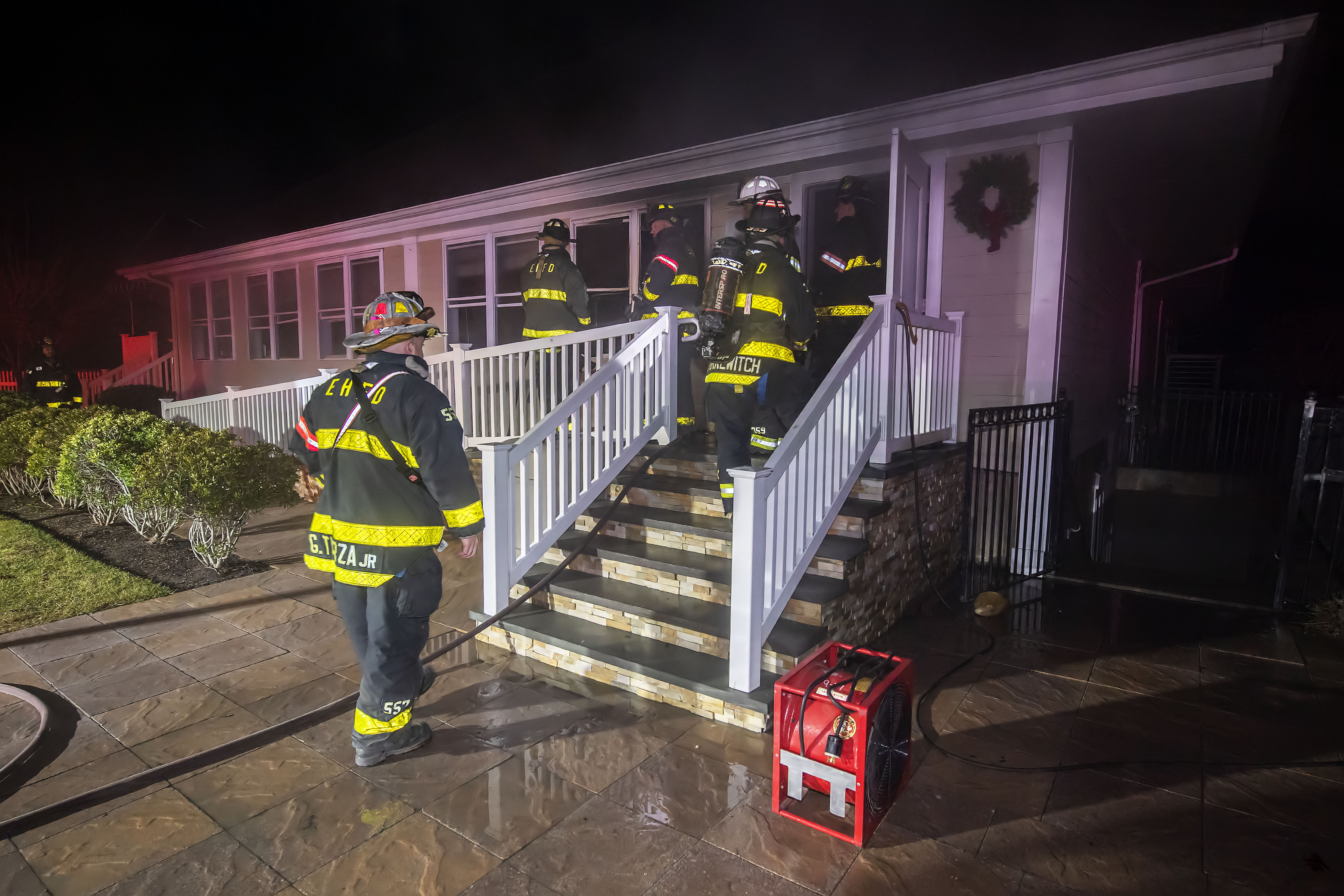 The East Hampton Fire Department was called to East Hampton Indoor Tennis at just after 5 on Saturday morning, when an automatic fire alarm went off in an office building.