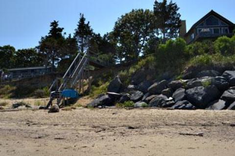 The East Hampton Town Trustees have denied a permit application for a rock revetment spanning four properties off Louse Point Road in Springs.