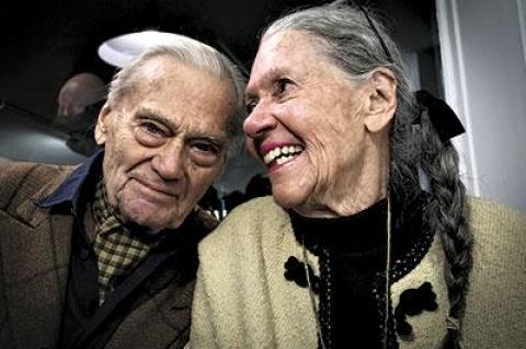 Gosta and Pat Peterson enjoyed a moment at the opening of his exhibition at the Turn Gallery in New York.