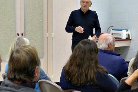Tom Bogdan talked to the Montauk Citizens Advisory Committee about Montauk United, a group he formed this summer in response to the chaos that had come to reign in the hamlet.