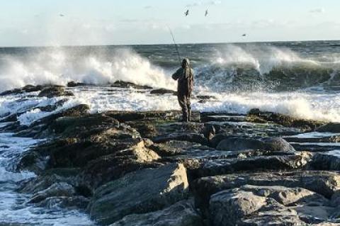 Ocean beaches are producing stripers and big blues for those putting in the time.