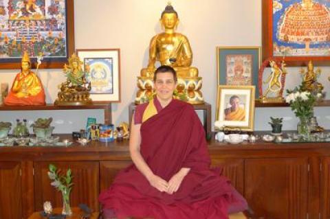 Gen Kelsang Norden, a Buddhist nun, is among those leading meditation instruction and classes on Buddhist thought at the Kadampa Meditation Center in Sag Harbor.
