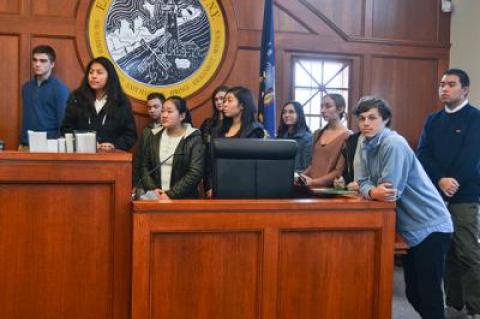 Students from the criminal and business law classes taught by Catherine Tyrie at East Hampton High School sat in on a court session during East Hampton Town Justice Steven Tekulsky’s criminal calendar earlier this month.