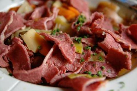 For those unable to get to Indian Wells Tavern in Amagansett on Friday, the restaurant’s chef, Tyler Hannibal, has shared the recipe for his version of corned beef, pictured above.