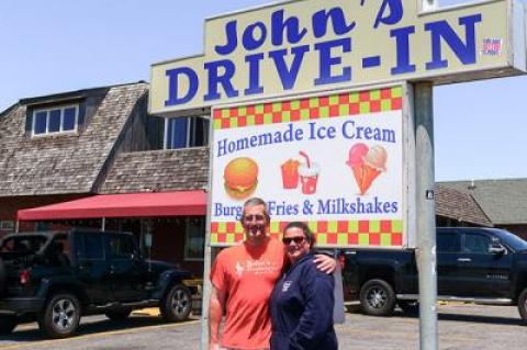 David and Maureen Rutkowski are marking the 50th anniversary of John’s Drive-In in Montauk.