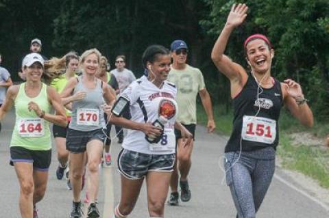 Joi Jackson Perle, wearing the Team Jordan shirt, hopes to have 1,000 or so at next year’s Jordan’s Run in Sag Harbor.