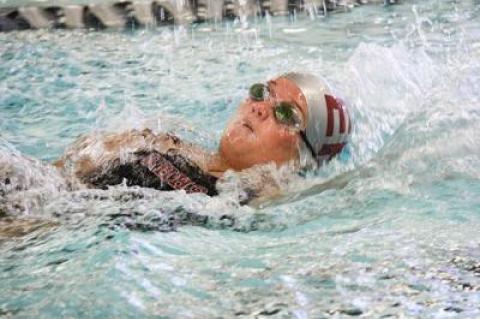 Caroline Brown was the runner-up to her Bonac teammate Darcy McFarland in the East Hampton-Hauppauge meet’s 100-yard backstroke here Monday.