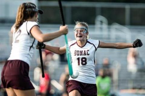Goal! Ana (12) and Emily (18) Hugo accounted for East Hampton’s scoring in a 2-1 win over Sayville here Friday.