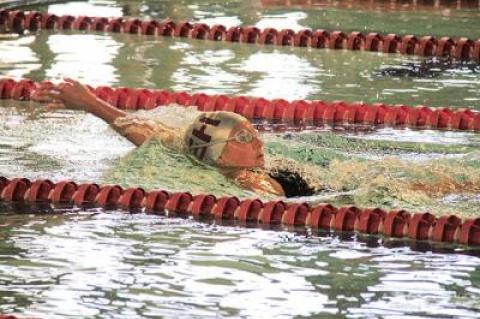 Sophia Swanson, on the way to winning the 200 individual medley in the meet here with Harborfields on Oct. 18, has qualified in half a dozen county meet events.