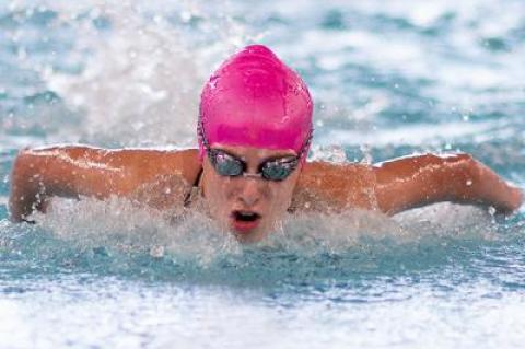 Jane Brierley, who won the 200 individual medley in last Thursday’s meet here with Harborfields, is one of four eighth graders on Craig Brierley’s league-champion team.