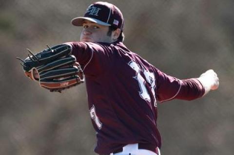 Jackson Baris was one of three pitchers Vinny Alversa used in Saturday’s season-opening scrimmage here with Hampton Bays.
