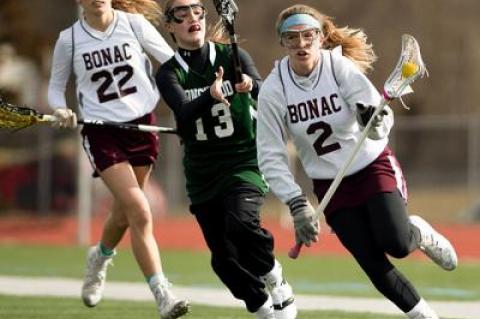 Grace Perello (2), who handles the draws, is one of four players from Pierson whom Jessica Sanna, East Hampton’s girls lacrosse coach, is happy to have.