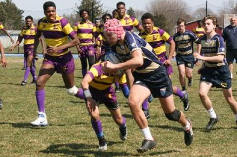 Kevin Bunce Jr., who is to play in an international youth 7s tournament in Orlando, Fla., next week, scored two tries and made good on half a dozen conversion kicks at Mattituck High School Sunday.