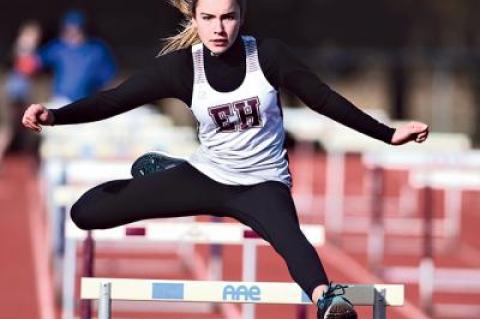 Grace Brosnan, a Pierson ninth grader, won the 110-meter high hurdles and was second in the high jump in the April 3 girls track meet here with Sayville.