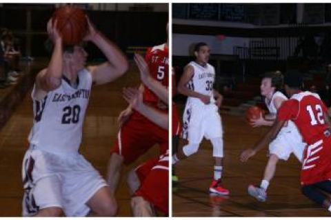 Kyle McKee, left, looks for the pass and while Jack Reese, right, went in for a basket.