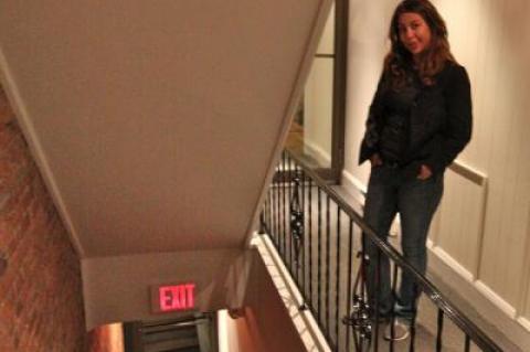 A tenant of East Hampton’s only “high-rise,” Alejandra Lucci, who co-owns East Hampton Flowers on North Main Street, leaves small bouquets at her neighbors’ doors when there are extras from her shop.