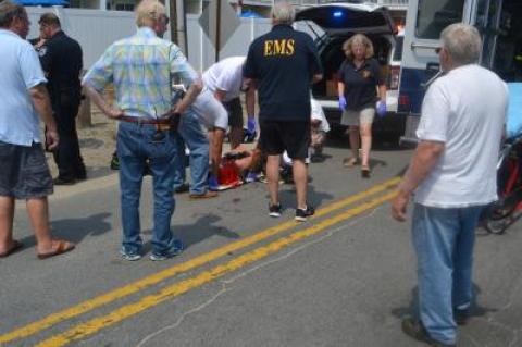 The Montauk Fire Department's ambulance responded to a moped accident on Monday.