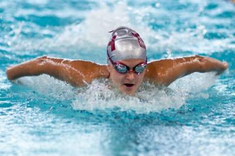 Sophia Swanson led the girls swimming team in scoring at the county meet with 30 points, amassed as a member of the 200 medley and 200 freestyle relay teams and as the fourth-place finisher in the 100 butterfly and 100 freestyle.
