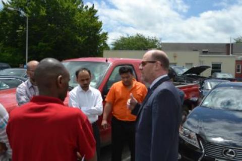 Daniel G. Rodgers talked with his client, the Uber drivers who were facing misdemeanor charges, outside of East Hampton Town Justice Court. Daniel G. Rodgers talked with his client, the Uber drivers who were facing misdemeanor charges, outside of East Hampton Town Justice Court.