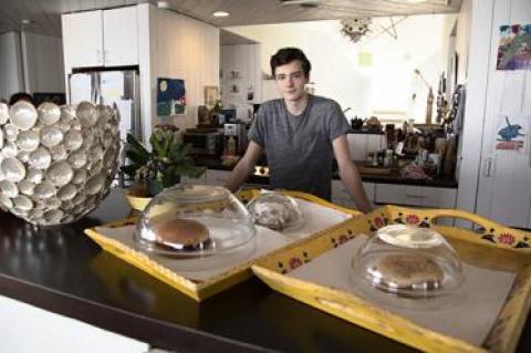Tycho Burwell with his chicken sandwich experiment.