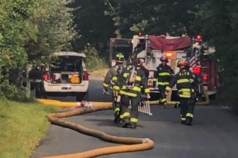 The East Hampton Fire Department found heavy smoke and a fire in the living room of a house at 29 Hedges Banks Drive in East Hampton Thursday morning.