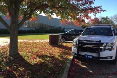 There was an officer posted at the Y.M.C.A. East Hampton RECenter Wednesday afternoon.