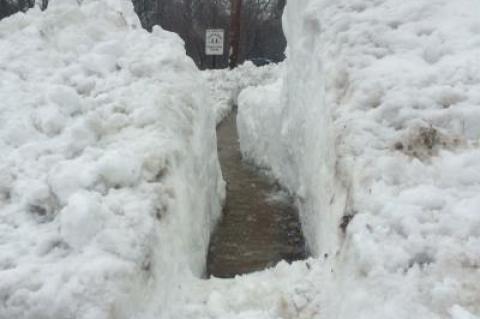 After noticing children wading through snowdrifts and deep puddles, three Springs mothers took it upon themselves to clear the sidewalks near the school on Monday morning.