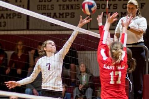 Mikela Junemann (7) is East Hampton’s chief hitter, but there are others too.