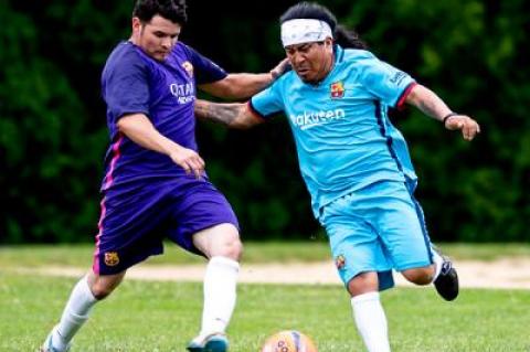 Ernesto Valverde, at left, shown in a game earlier in the season, was an ever-present attacker for the Maidstone Market in its semifinal clash on Aug. 1 with Tortorella Pools, a game that the latter team won in penalty kicks.