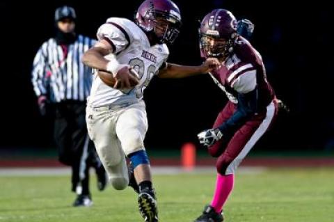 Christian Johnson scored three of East Hampton’s six touchdowns, and would have had another had a holding call not annulled it.