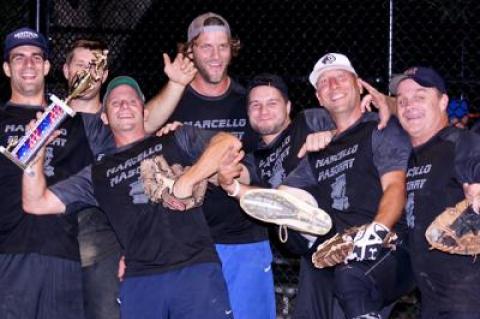 Marcello’s Masonry sits atop the 10-team East Hampton Town men’s slow-pitch softball league, having defeated Uihlein’s last week in a best-of-five final in Amagansett.
