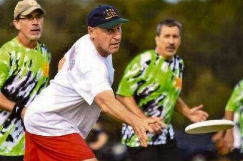 Sas Peters keeps up with far younger fellow Ultimate competitors through plyometrics, lifting weights, and riding a stationary bike.