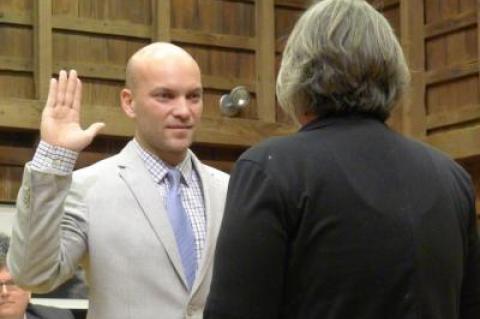 David Lys was sworn in for a one-year term on the East Hampton Town Board on Thursday.