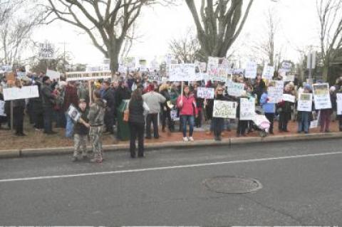 Opponents of a plan to kills thousands of deer in East Hampton Town and Village rallied on Jan. 18. Opponents of a plan to kills thousands of deer in East Hampton Town and Village rallied on Jan. 18.