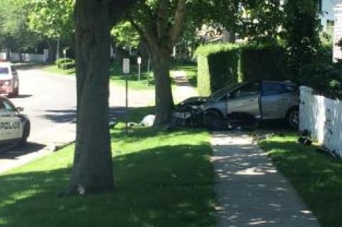 The driver was injured in a single-car accident after she hit a street lamp and her car spun out of control on Main Street in East Hampton Village. The driver was injured in a single-car accident after she hit a street lamp and her car spun out of control on Main Street in East Hampton Village.