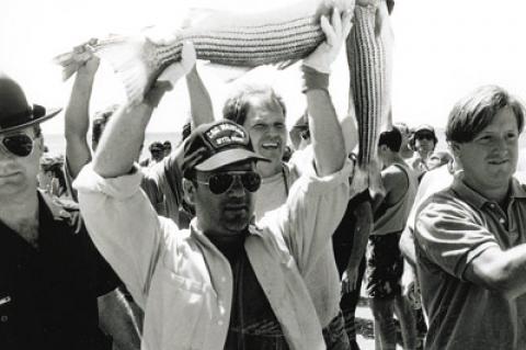 East Hampton baymen and supporters, including, from left, the singer Billy Joel, Arnold Leo of the town Baymen’s Association, and East Hampton Town Supervisor Tony Bullock, protested state conservation laws.