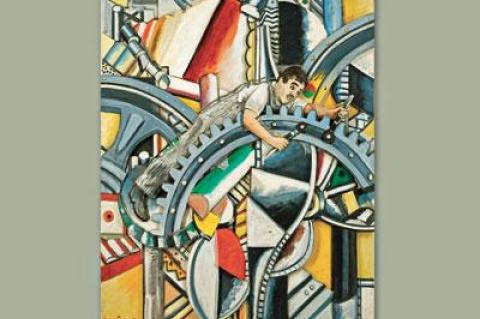 “Modernist Times” from 1988 is from a series of appropriations the artist made, sometimes blending works such as an image of Charlie Chaplin into the middle of a Fernand Leger composition.
