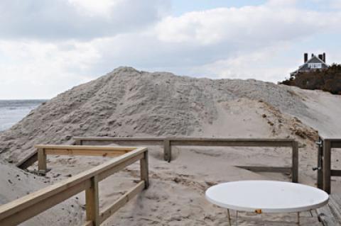 The idea of using sand from deposits in Georgica Pond, Northwest Harbor, Accabonac Harbor, and Napeague Harbor to rebuild the beach in the downtown Montauk was raised during a meeting of the town’s coastal erosion committee last week. The idea of using sand from deposits in Georgica Pond, Northwest Harbor, Accabonac Harbor, and Napeague Harbor to rebuild the beach in the downtown Montauk was raised during a meeting of the town’s coastal erosion committee last week.