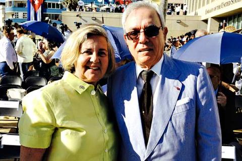 Luly Duke, left, with Eusebio Leal, the Havana city historian, at a ceremony in Havana last week marking the opening of the United States embassy there. Luly Duke, left, with Eusebio Leal, the Havana city historian, at a ceremony in Havana last week marking the opening of the United States embassy there.