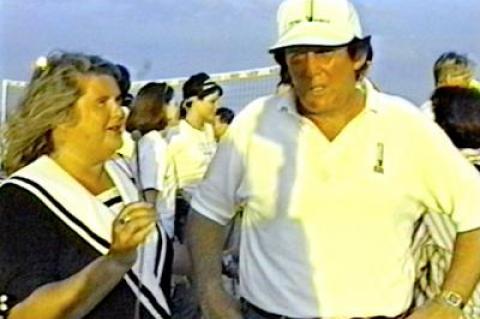 Debbie Tuma and Donald Trump on the beach in East Hampton around 2002.