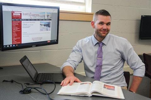 At the helm of East Hampton High School’s new media center is Michael Buquicchio, who helped transform the space from an outdated model to a “future ready” learning center. At the helm of East Hampton High School’s new media center is Michael Buquicchio, who helped transform the space from an outdated model to a “future ready” learning center.